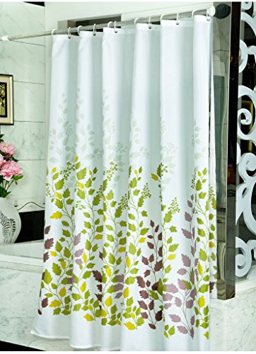 0614134693702 - GENERIC POLYESTER FLOWER PATTERN SHOWER CURTAIN WITH PLASTIC HOOKS AND METAL HOLE 79 BY 118 INCH