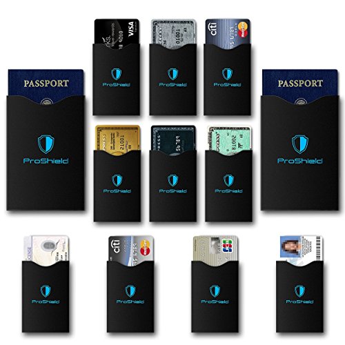 6142536138643 - RFID BLOCKING SLEEVES (10 CREDIT CARD & 2 PASSPORT PROTECTORS) BY 01 DIGITALS SECURE IDENTITY THEFT PROTECTION TRAVEL CASE SET. SMART HOLDERS FIT WALLET, PURSE & CELL PHONES