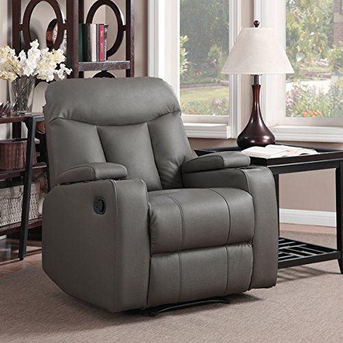 0614458757937 - MAYWOOD WALL HUGGER STORAGE ARM RECLINER, TAUPE SYNTHETIC LEATHER