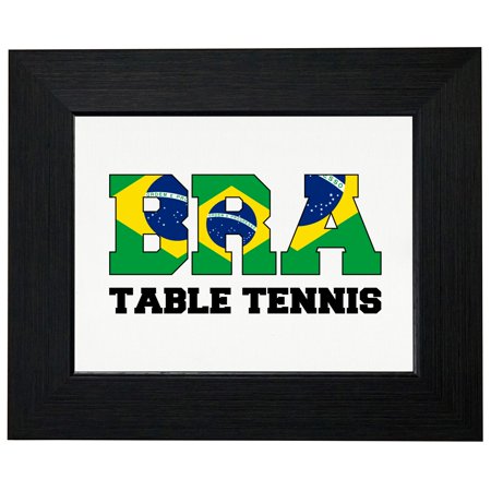 0614552644744 - BRAZIL TABLE TENNIS - OLYMPIC GAMES - RIO - FLAG FRAMED PRINT POSTER WALL OR DESK MOUNT OPTIONS