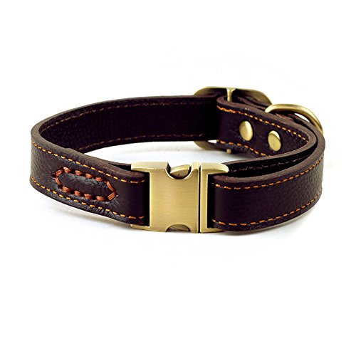 0614591988601 - REAL LEATHER DOG COLLAR - LUXURY HEAVY DUTY HANDMADE GENUINE LEATHER DOG COLLARS FOR SMALL MEDIUM AND LARGE DOGS NECK FOR 10-20 - BROWN (12-17 INCHES)