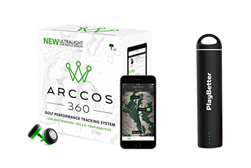 0614614991502 - ARCCOS 360 (NEW VERSION) GOLF GPS TRACKING SYSTEM (FOR IOS & ANDROID) 14-SENSOR SET BUNDLE WITH PLAYBETTER PORTABLE SMARTPHONE CHARGER