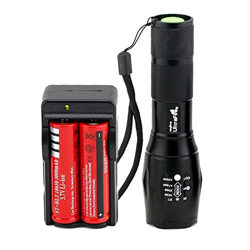 0614852043391 - ULTRAFIRE® CREE XML T6 LED FLASHLIGHT 5 MODE ZOOMABLE TORCH + 2PC RECHARGABLE B
