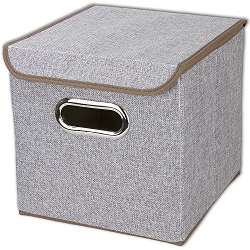 0615311016611 - HOUSEHOLD ESSENTIALS ORGANIZATION DIABLEMENT FORT FOLDING CLAMSHELL SQUARE STORAGE BOX WITH AIR HOLE (GREY)