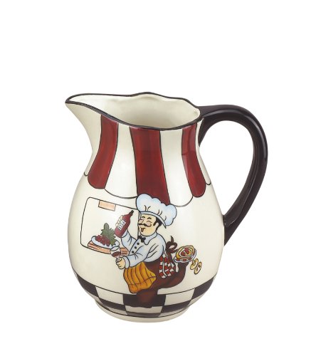 0615715102170 - LORREN HOME TRENDS LE CHEF DE FANTAISIE COLLECTION HAND PAINTED CERAMIC PITCHER, 7.5-INCH