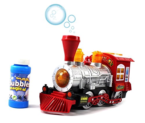 0615953708042 - STEAM TRAIN LOCOMOTIVE ENGINE CAR BUBBLE BLOWING BUMP & GO BATTERY OPERATED TOY TRAIN W/ LIGHTS & SOUNDS