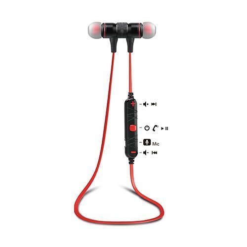 0616043290102 - KOCASO BLUETOOTH 4.0 ENERGY EFFICIENT WIRELESS SPORTS STEREO HEADPHONES WITH MAGNETIZED EARBUDS (RED)