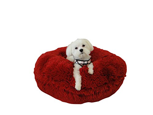 0616043408316 - BESSIE AND BARNIE 24-INCH BAGEL BED FOR PETS, X-SMALL, LIPSTICK