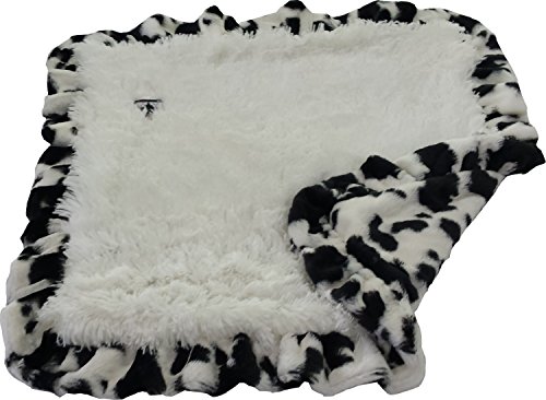 0616043412511 - BESSIE AND BARNIE PET BLANKET, LARGE, SNOW WHITE/SPOTTED PONY WITH RUFFLE