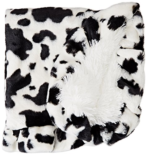 0616043412528 - BESSIE AND BARNIE PET BLANKET, SMALL, SNOW WHITE/SPOTTED PONY WITH RUFFLE