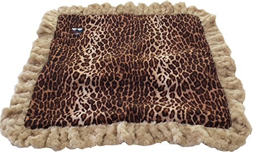 0616043415901 - BESSIE AND BARNIE PET BLANKET, LARGE, CAMEL ROSE/CHEAPARD WITH RUFFLE