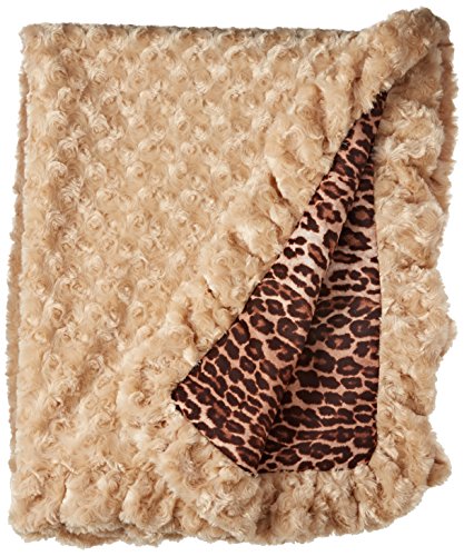 0616043415918 - BESSIE AND BARNIE PET BLANKET, MEDIUM, CAMEL ROSE/CHEAPARD WITH RUFFLE