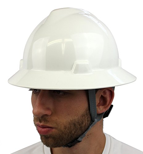 0616043669373 - FULL BRIM SAFETY HELMET HARD HAT WORK PROTECTIVE RATCHET WHITE