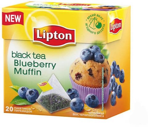 0616175963004 - LIPTON BLACK TEA - BLUEBERRY MUFFIN - PYRAMID TEA BAGS-1 BOX -