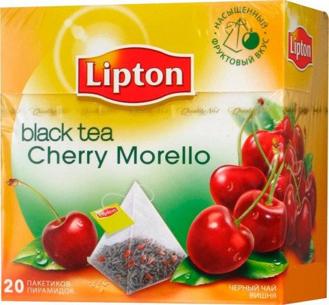 0616175963011 - LIPTON BLACK TEA - CHERRY MORELLO - PYRAMID TEA BAGS-1 BOX -