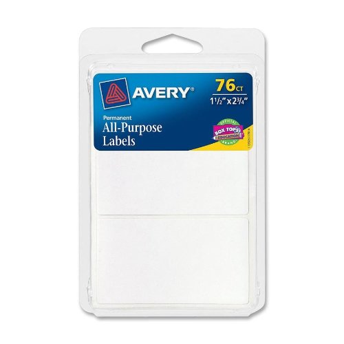 0616175985952 - AVERY ALL-PURPOSE LABELS, 1.5 X 2.75 INCHES, WHITE, PACK OF 76