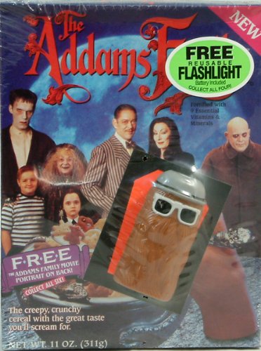0616204446829 - ADDAMS FAMILY CEREAL BOX WITH FREE FLASHLIGHT COUSIN IT