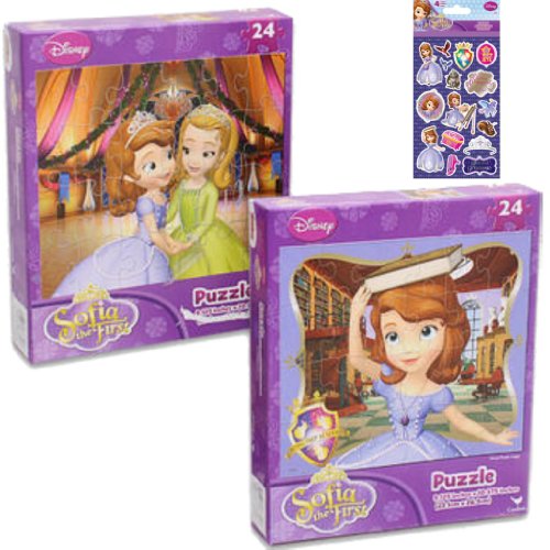 0616204637807 - DISNEY PRINCESS SOFIA THE FIRST HOLIDAY PUZZLE GIFT SET FOR KIDS - 2 PUZZLES (24 PIECES - BOTH DESIGNS SHOWN INCLUDED) PLUS 1 PACK OF SOFIA AND FRIENDS STICKERS