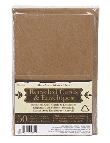 0616241994871 - 100 RECYCLED KRAFT GREETING CARDS 4.25X5.5 & 100 ENVELOPES-MAKE YOUR OWN CARD INVITES!