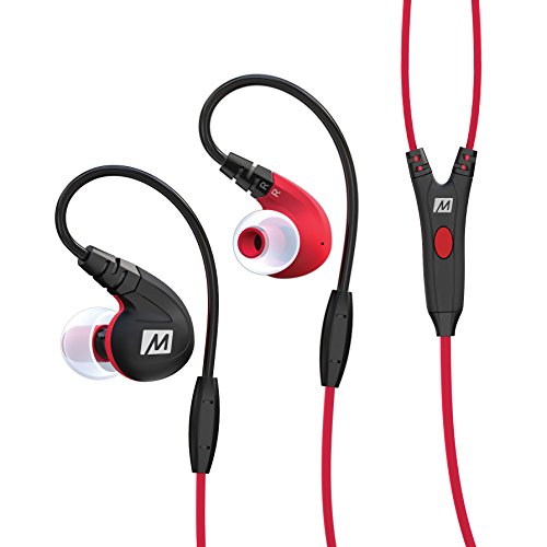 0616312615568 - MEE AUDIO M7P SECURE-FIT SPORTS IN-EAR HEADPHONES WITH MIC, REMOTE, AND UNIVERSAL VOLUME CONTROL (RED)
