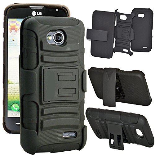 0616312631476 - ALCATEL ONE TOUCH FIERCE 2 7040T CASE, DIGITAL4ALL(TM) RUGGED HEAVY DUTY CASE - RUGGED HYBRID AND HOLSTER CASE COMBO WITH KICKSTAND + (BLACK)