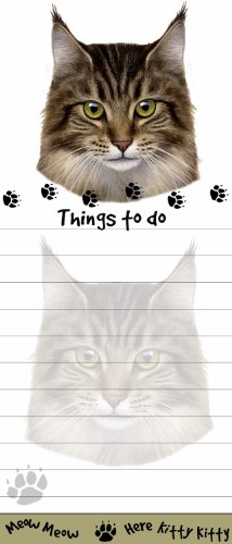 0616316773424 - MAINE COON CAT MAGNETIC LIST PADS UNIQUELY SHAPED STICKY NOTEPAD MEASURES 8.5 BY 3.5 INCHES