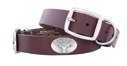 0616424101560 - ZEP-PRO TEXAS LONGHORNS BROWN LEATHER CONCHO DOG COLLAR, LARGE