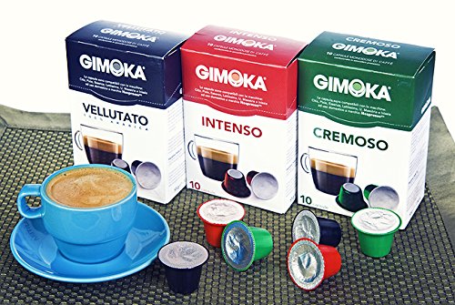 0616453977709 - GIMOKA NESPRESSO-COMPATIBLE COFFEE 30-POD VARIETY PACK - VELLUTATO (10 PODS), CREMOSA (10 PODS), INTENSO (10 PODS)