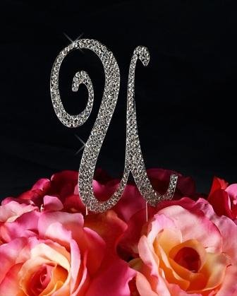 0616469820495 - UNIK OCCASIONS SPARKLING COLLECTION CRYSTAL RHINESTONE MONOGRAM CAKE TOPPER - LETTER U, X-LARGE, SILVER