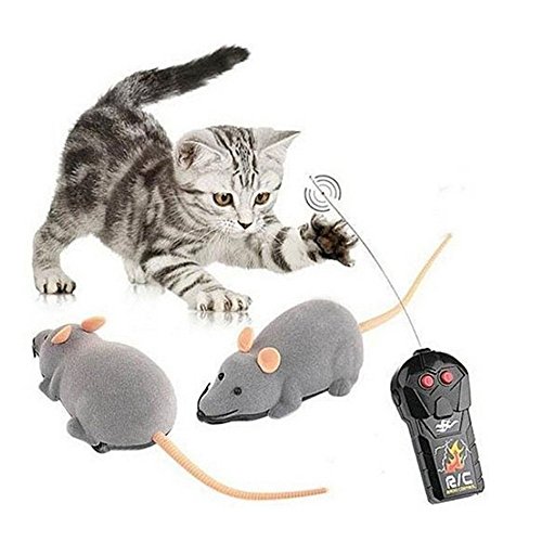 6165144821219 - FUNNY MINI REMOTE CONTROL RC WIRELESS RAT MOUSE TOY FOR CAT DOG PET NOVELTY HOLLOWEEN CHRISTMAS BIRTHDAY GIFT (GREY)