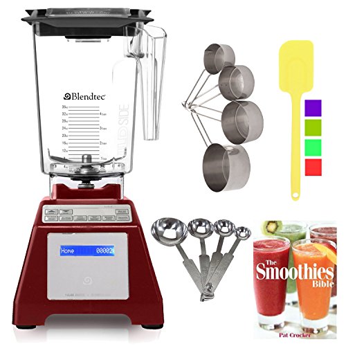 0616639683851 - BLENDTEC TB-631-25 TOTAL BLENDER CLASSIC WITH WILDSIDE JAR (RED) + SMOOTHIES BIBLE COOKBOOK AND KITCHEN ACCESSORY BUNDLE