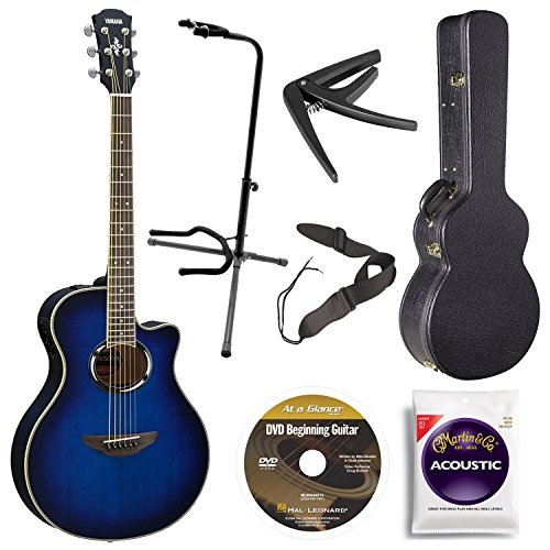 0616639722826 - YAMAHA APX500III OBB ACOUSTIC/ELECTRIC CUTAWAY GUITAR, ORIENTAL BLUE BURST BUNDLE WITH CASE, QUICK START DVD AND ACCESSORIES