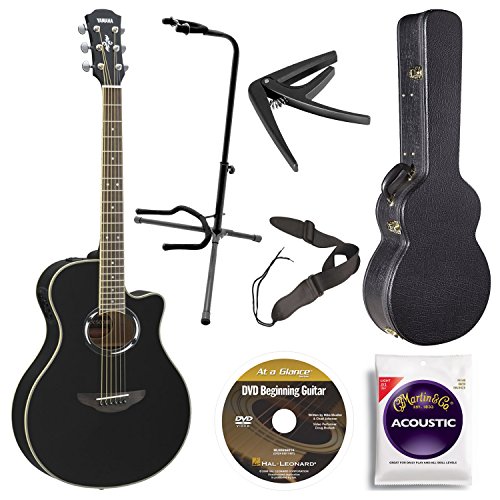 0616639722857 - YAMAHA APX500III BL THIN LINE ACOUSTIC/ELECTRIC CUTAWAY GUITAR, BLACK BUNDLE WITH CASE, QUICK START DVD AND ACCESSORIES