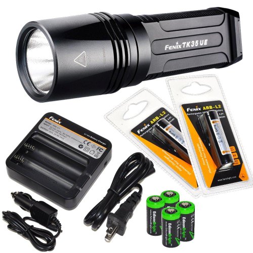 0616641595760 - FENIX TK35 UE 2015 VERSION (TK35 ULTIMATE EDITION) 2000 LUMEN CREE XHP 50 LED TACTICAL FLASHLIGHT WITH 2 X FENIX ARB-L2 2600MAH LI-ION RECHARGEABLE BATTERIES, 4 X EDISONBRIGHT CR123A LITHIUM BATTERIES, FENIX ARE-C1 18650 BATERY CHARGER, IN-CAR CHARGER AD