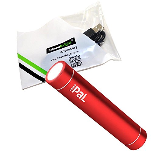 0616641599546 - NEBO PAL 6227 RECHARGEABLE POWERBANK/LED FLASHLIGHT (RED BODY) WITH EDISONBRIGHT BRAND USB/MICRO USB CABLE