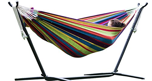 6166633157345 - 【TIME-LIMITED SALE】]TROPICAL COLOR MERAX OUTDOOR HAMMOCK WITH STABLE HEAVY DUTY STEEL STAND