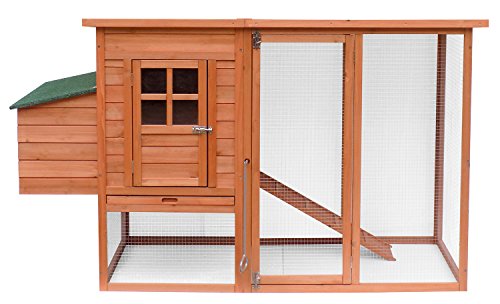 6166633157673 - MERAX NATURAL WOOD COLOR CHICKEN WOODEN COOP WITH NESTING HOUSE AND TRAY
