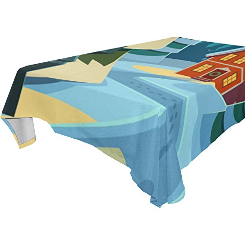 6166986912868 - YUIHOME SINGLE FACE SNOW POLYESTER TABLECLOTHS 60 X 60 INCHES RECTANGLE & OBLONG TREE TABLE TOP DECORATION