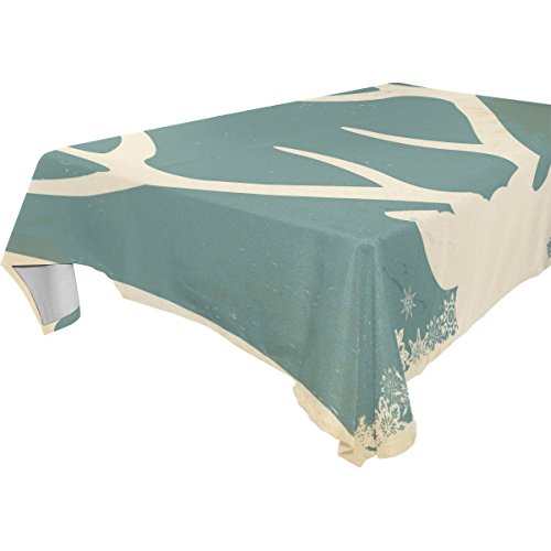 6166986914886 - YUIHOME SINGLE FACE BLUE DEER MILU POLYESTER TABLECLOTHS 54 X 72 INCHES RECTANGLE & OBLONG DEER FLORAL TABLE TOP DECORATION