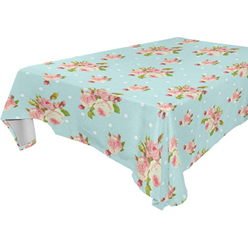 6166986915296 - YUIHOME SINGLE FACE FLORAL PINK POLYESTER TABLECLOTHS 54 X 54 INCHES RECTANGLE & OBLONG VINTAGE TABLE TOP DECORATION