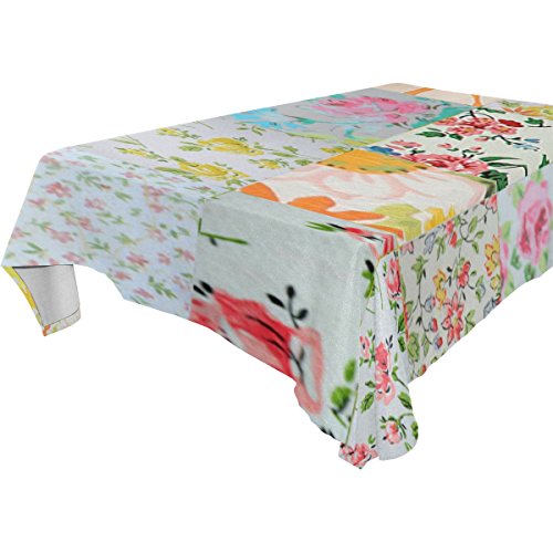 6166986915371 - YUIHOME SINGLE FACE CHECKED POLYESTER TABLECLOTHS 54 X 72 INCHES RECTANGLE & OBLONG VINTAGE FLORAL TABLE TOP DECORATION