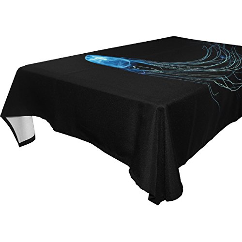 6166986916811 - YUIHOME SINGLE FACE JELLYFISH POLYESTER TABLECLOTHS 60 X 120 INCHES RECTANGLE & OBLONG BLACK TABLE TOP DECORATION