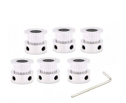 6167051609300 - 5PCS ALUMINUM GT2 TIMING PULLEY 20 TEETH BORE 5MM AND WRENCH FOR REPRAP 3D PRINTER PRUSA I3
