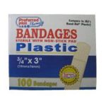 0616784368689 - BANDAGES PLASTIC ADHESIVE BANDAGES STERILE WITH NON STICK PAD 3 4 INCHES X 3 INCHES 100 EA