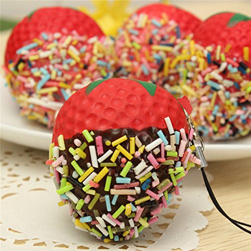 6168673378032 - NEW 5PCS SQUISHY SPRINKLES STRAWBERRY STRAP SOFT BREAD SCENTED CHARMS SQUISHIES TOY DECOR BY KTOY