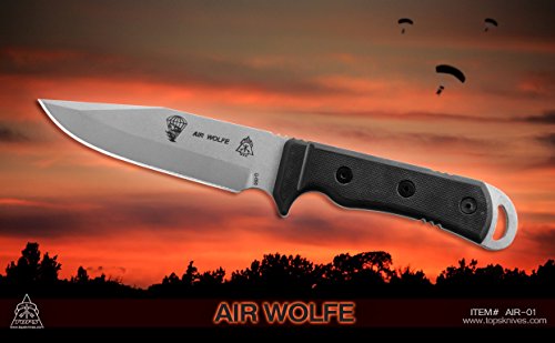 0616913134895 - TOPS KNIVES AIR01 TOPS AIR WOLFE FIXED BLADE KNIFE WITH BLACK G-10 HANDLES & KYDEX SHEATH