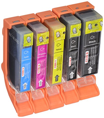 0616983237373 - COMPATIBLE INK CARTRIDGE REPLACEMENT FOR CANON PGI225 AND CLI226 (1 LARGE BLACK 1 SMALL BLACK 1 CYAN 1 MAGENTA 1 YELLOW) 5 PACK