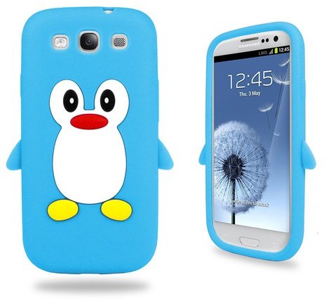 0616983803769 - SAMSUNG BABY BLUE PENGUIN SILICONE CASE COVER WITH FREE CUSTOM SCREEN PROTECTOR, WIRELESSGEEKS247 METALLIC DETACHABLE TOUCH SCREEN STYLUS PEN AND ANTI DUST PLUG FOR SAMSUNG GALAXY S3 I9300
