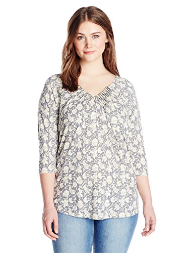 0617089466230 - LUCKY BRAND WOMEN'S PLUS-SIZE PINTUCKED TOP, TAUPE GREY, 2X