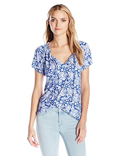 0617089469194 - LUCKY BRAND WOMEN'S FLORAL TOP, BLUE/MULTI, SMALL